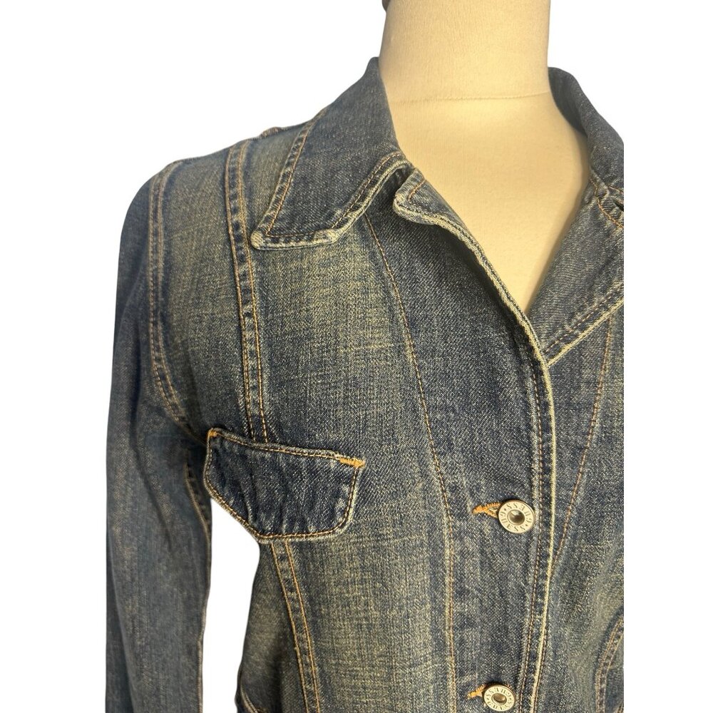Guess Womens Denim Trench Coat Size L Vintage USA Made